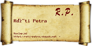 Réti Petra névjegykártya